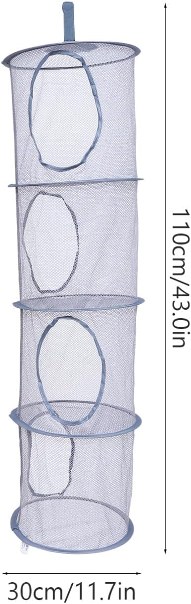 1pc Mesh Hanging Drying Basket Foldable Laundry Organizer for Toys and Clothes Space-Saving Ventilated Storage Gray for Home Use