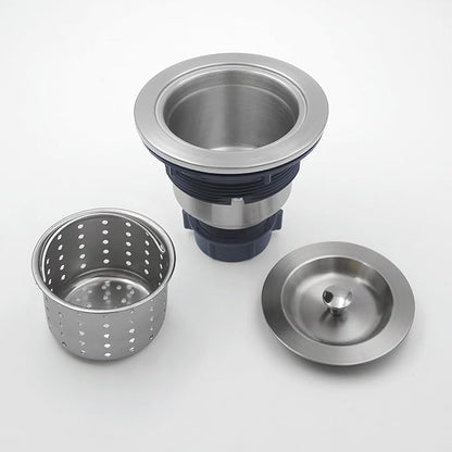 3-1/2-Inch Kitchen Sink Drain Strainer Assembly Kit, GZILA Deep Waste Basket Strainer with Sealing Lid Sink Stopper, 304 Stainless Steel Brushed Nickel