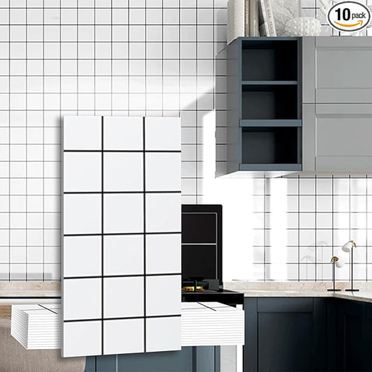 10-Sheet 23.6"x11.8" Marble Peel and Stick Wall Panels (19.4 Sq. Ft. Coverage), PVC Backsplash Tile for Living Room, Bedroom, Kitchen, Dining Room