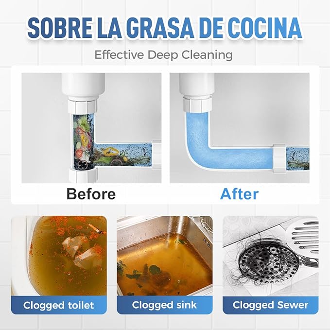 Powerful Pipe Dredging Agent, 2026 New Drain Clog Remover Pipeline Dredging Agent Toilet Unclogger Heavy Duty, Sink Drain Cleaner for Kitchen Bathroom Shower Pipes and Drains (3PCS)