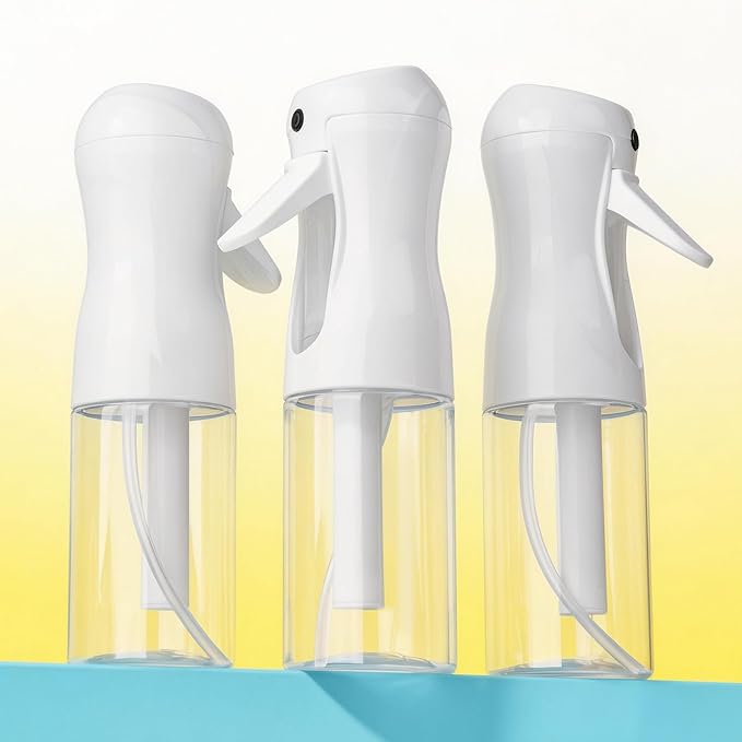 3Pack Continuous Spray Bottle 200ml, Ultra Fine Water Mister Refillable Empty Spray Bottle for Hair Styling, Salon, Skin Care, Cleaning & Plants (6.8oz Clear)