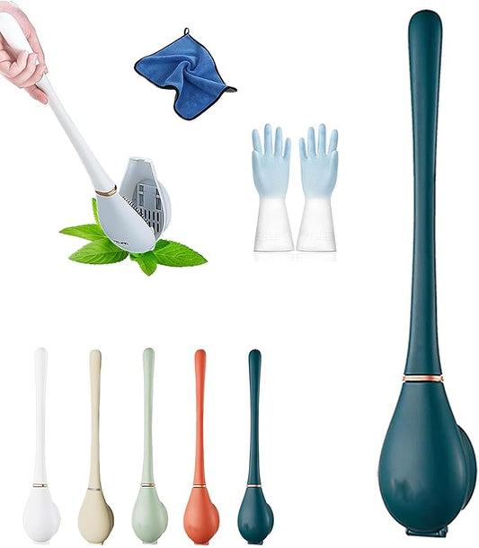 Modern Flexible Silicone Toilet Caspa for Home, Modern Home Flexible Silicone Toilet Brush, Wall Mounted Silicone Toilet Brush and Holder Set with Dispenser, Automatic Opening & Closing (1-A)