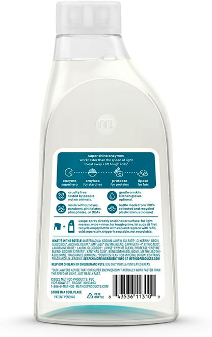 Method Super Shine Foaming Dish Spray Refill, Reuse With Trigger, Powered by Enzymes, Dewy Daze Scented, 16 fl oz