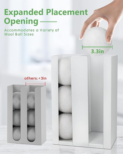 Magnetic Dryer Ball Holder - Iron Wool Dryer Balls Dispenser - laundry reusable magnetic organizer, Laundry Dryer Sheet Holder, Magnetic Laundry Balls for Dryer Basket Holder, White (No Balls)
