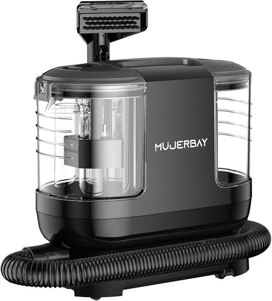 Miniboo Carpet Cleaner, Compact & Powerful Upholstery Cleaner Machine,Portable Spot with 360°Wheels, 1.3-inch Deep Stain Small Rug Cleaner for Car, Stairs, Couches. Black