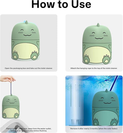 Toilet Bowl Cleaners Automatic Toilet Cleaner for Inside the Bowl Bathroom Toilet Tank Cleaner Dinosaur Shape Design Household with Rope Toulet Cleaning Supplies - Green Jasmine