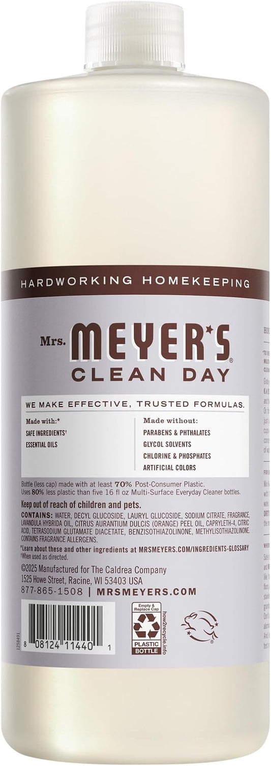 MRS. MEYER'S CLEAN DAY Multi-Surface Everyday Concentrate, Lavender Scent, 32 Fl Oz Bottle - 2 Pack