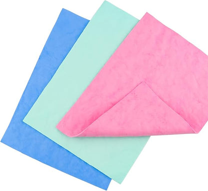 BAOFALI 3-Pack Stamp Shammy Cleaning Cloth - 6x8 Inch Super Absorbent Suede Cloth for Stamp Cleaner,Glass Mat and Craft Supplies,Reusable Stamping Tool, (Pink, Blue, Green)