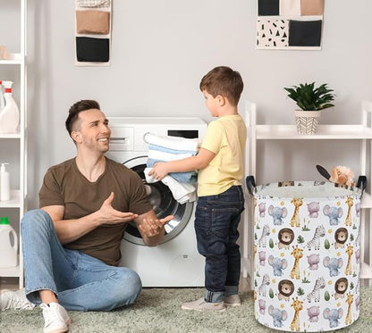 Kids Laundry Basket Animal Hamper for Nursery Boy and Girl Cute Kids Toys Storage Bin Organizer Room Decor for Home(Zoo)