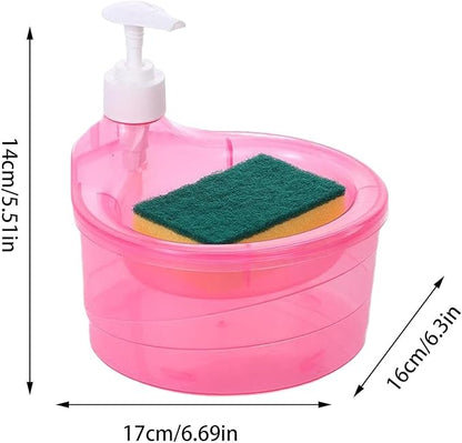 Hand Soap Dispenser - 2 in 1 Washing Up Liquid Dispenser, Dish Washing Pump Organizers | Sink Pump Dispenser Refill Soap Holder with Sponge, Soap Pump and Sponge caddyy for Kitchen Dishwashing