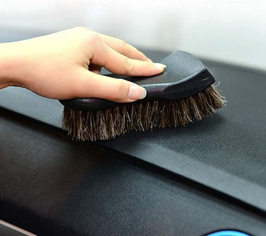 JSCARLIFE Long Bristle Horse Hair Leather Cleaning Brush, Heavy Duty Scrub Brush for Car Interiors, Furniture, Carpet, Sneakers, Boots, and More