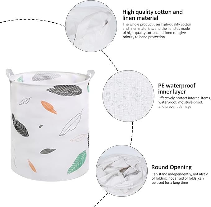 Collapsible Laundry Basket in Bedroom Waterproof Laundry Hamper in Bathroom Large Laundry Bag in College Dormitory Cloakroom Livingroom Nursery Organizer Toy Bin Autumn leaf-007