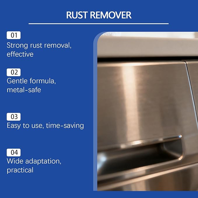 Rust Remover Spray, 100ml Liquid Cleanser, Rust Cleaner for Metal, Stain, Paint, Toilet, Shower, Sink, Bathtub, Tile, Bathroom, Automotive, Car, Wheel, Brake, Hub, Steel, Iron, Aluminum, Chrome