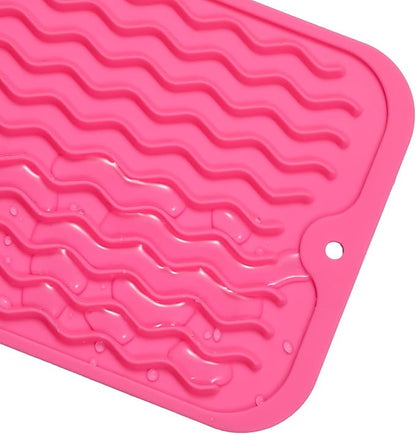 MicoYang Silicone Dish Drying Mat for Multiple Usage,Easy clean,Eco-friendly,Heat-resistant Silicone Mat for Kitchen Counter or Sink,Refrigerator or Drawer Liner Rose S 12 inches x 6 inches