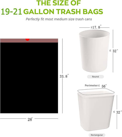 Large Black Trash Bags 20-21 Gallon Drawstring Garbage Bags,Measuring 28x 33.8 inches,Heavy Duty Plastic Garbage Bags for Household Kitchen Office Restaurant Thickened Stretchy