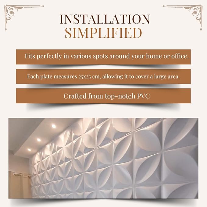 Modern 3D Wall Panels - Peel & Stick Waterproof PVC Tiles - Stylish Accent Wall Decor for Home & Office - 9.8x9.8 Inches (33-Pack) - Papel e Parede