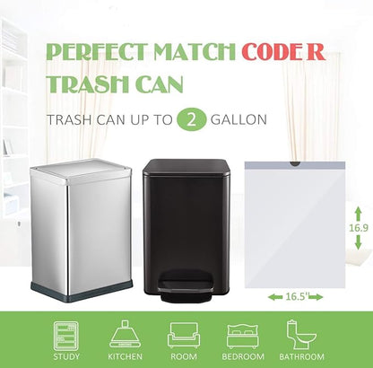 2 Gallon Small 220 Counts Strong Drawstring Trash Bags Garbage Bags by Teivio, Bathroom Trash Can Bin Liners, Plastic Bags for home office kitchen, White