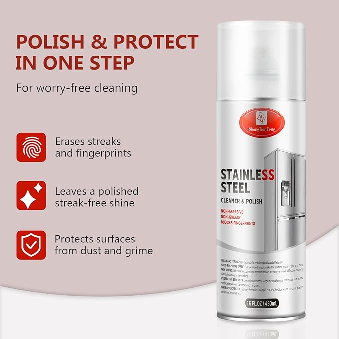 Stainless Steel Cleaner & Polish - Quick Shine, Streak-Free Formula - Safe for Appliances, Cookware, Sinks - Restores Shine - Eco-Friendly (17oz)