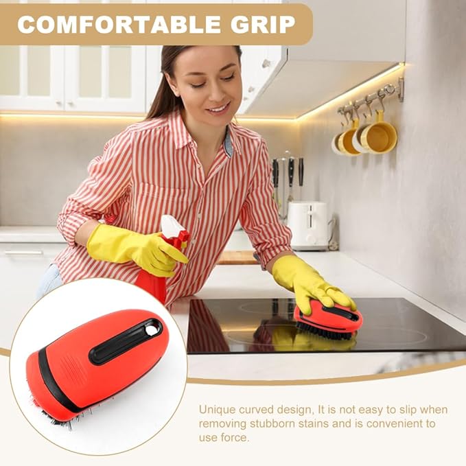 Carpet Brush, Scrub Brush Carpet Scrubber Stiff Bristle Detailing Scrub Brushes, Carpet Cleaning Brush, Cleaning Brush Interior Leather Brushfor Car and Home(Color:Red)