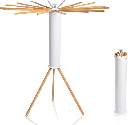 Clothes Drying Rack, Foldable Wooden Tripod Drying Rack Clothing for Small Apartments Balcony Bedroom, Portable Space Saving Laundry Rack, Floor Standing with 16 Poles for Indoor Air Drying