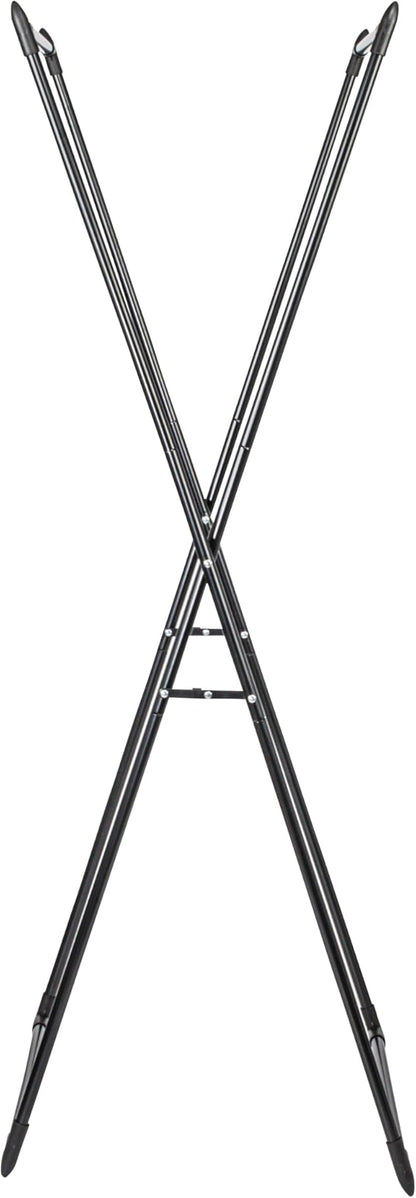 Household Essentials Valet Folding Clothes Rack, Strong Metal X-Frame, Chic Design, Great for Guest and Dressing Rooms, Portable and Easy to Use, Folds Flat, Black