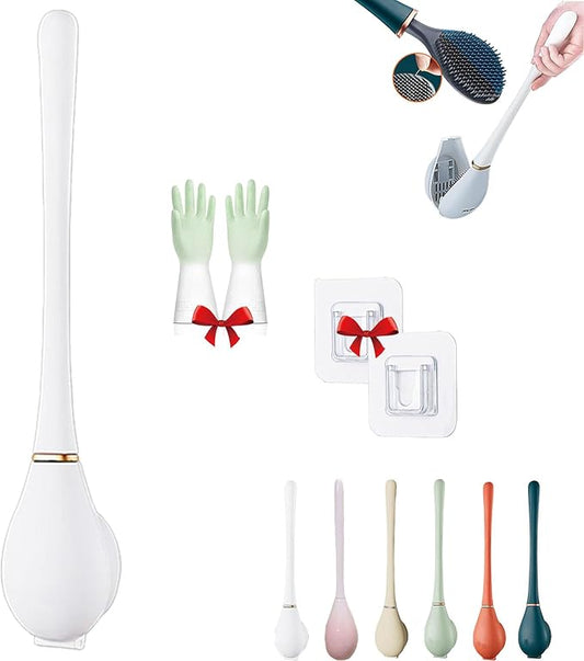 Modern Flexible Silicone Toilet Caspa for Home, Modern Home Flexible Silicone Toilet Brush, Deep Cleaning Silicone Toilet Brush and Holder Set with Dispenser, No-Slip Handle & Flexible Bristles (1-E)