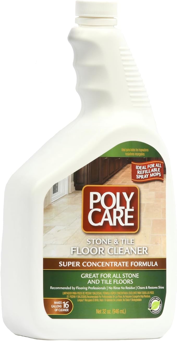 Stone & Tile Floor Cleaner Super Concentrate - 32 Fl Oz - Fresh- Dilute Concentrate with Water for Spray Mops and Spray Bottles - Residue-Free Floor Cleaning Solution for Stone & Tile Floors
