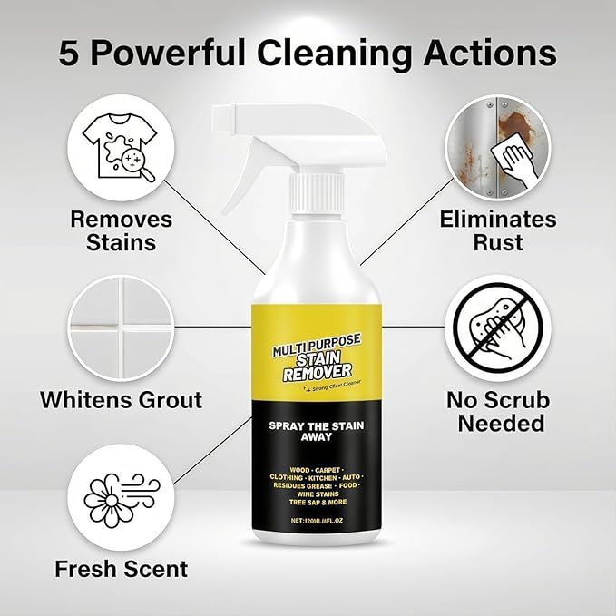 AlienPow Spray, Multi-Purpose Stain Remover, A Powerful Cleaner，Kitchen Multi-purpose Foam Cleaner Spray, A powerful Cleaner for Kitchens, Floors, Cars, and Toile (1PCS*120ML)