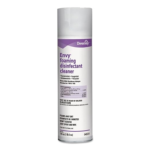Diversey 04531 Envy Foaming Disinfectant Cleaner, EPA registered Hospital Grade Sanitizing Spray with Lavender Scent, Aerosol, 19-Ounce (Pack of 12)