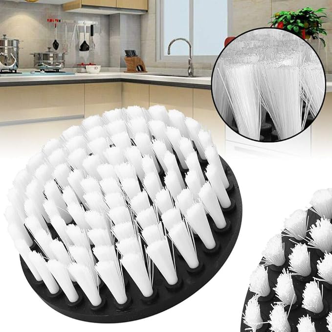 Wixine 1Pcs 5" White Drill Brush Attachment for Cleaning Carpet Leather and Upholstery Kit