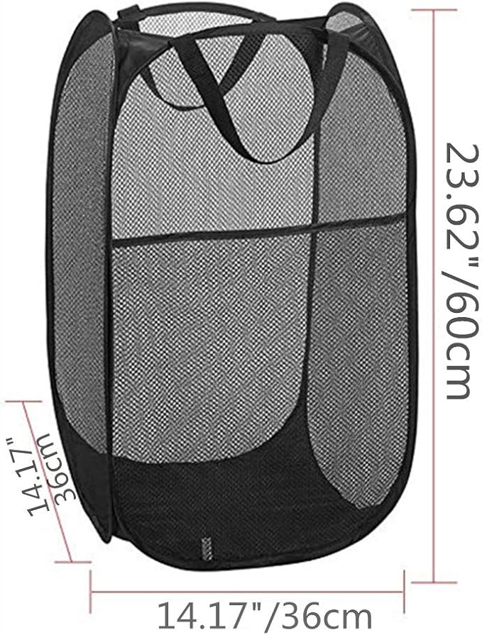 DurReus Foldable Large Pop Up Laundry Hamper with Pocket for Dirty Clothes,Sporting Goods,Baby Toys,Dorm Laundry Basket Rectangle Black