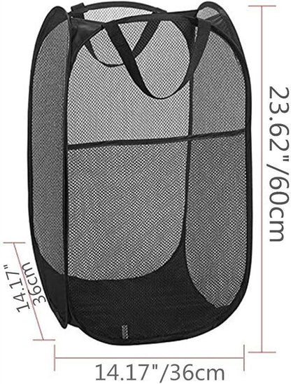 DurReus Foldable Large Pop Up Laundry Hamper with Pocket for Dirty Clothes,Sporting Goods,Baby Toys,Dorm Laundry Basket Rectangle Black
