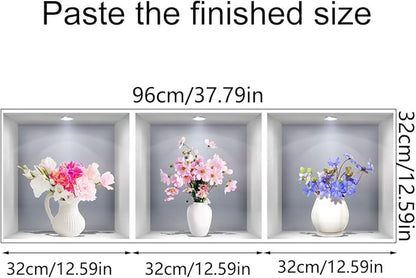 3D Wall Stickers DIY Flower Wall Decal Removable Waterproof Wall Art Decor for Bedroom Living Room Offices Home Decoration (Vase Daisy)