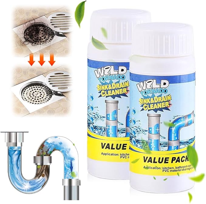 Sink Drain Cleaner, 2025 New Sink and Drains Cleaner, Multi-functional Sink and Drains Cleaner Powder Cleaning, Drain Cleaner Foam Cleaner, Powerful Pipe Dredging Agent for Home Kitchen Toilet (2pcs)