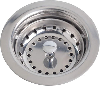 Hydro Master Kitchen Sink Basket Strainer Standard Drains(3-1/2 Inch), Stainless Steel with Rubber Stopper for Kitchen Sinks