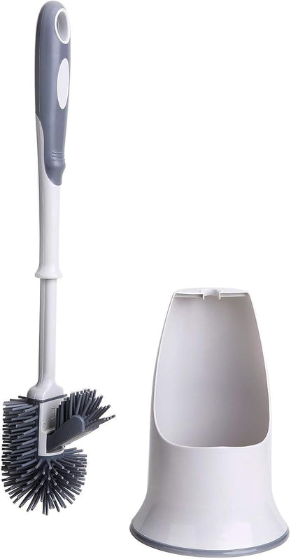 KeFanta Toilet Brush and Holder 2PACKS,Silicon Toilet Bowl Cleaning Brush Set,Under Rim Lip Brush and Storage Caddy for Bathroom