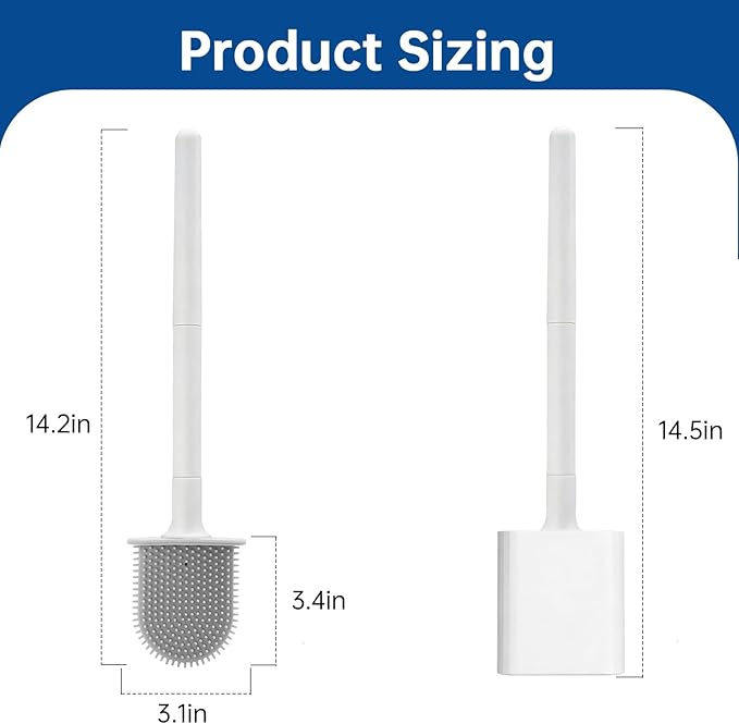 RV Essentials, RV Toilet Brush, Toilet Brush Silicone Won't Damage Toilets, Wall Mounted Toilet Brush White-Anti-Roll, Anti-Drip Design, Suitable for RV Travel Trailers and Campers, Camper Must Haves