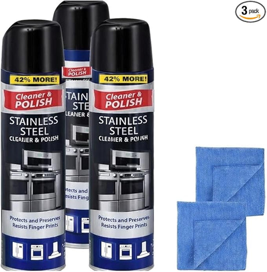 Quick Shine Stainless Steel Spray Cleaner – 3-Pack with Microfiber Cloth for Sparkling Appliances