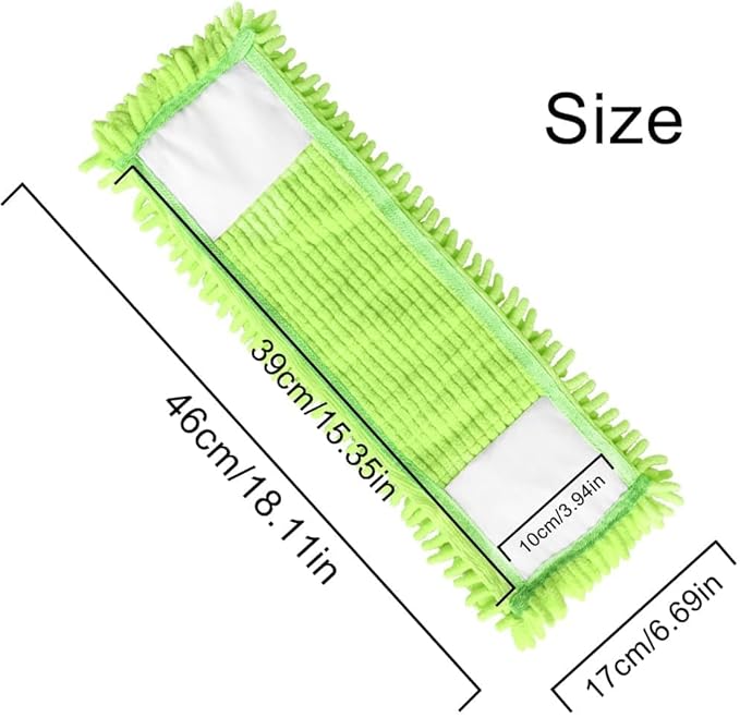 4Pcs Soft Flat Mop Refill Pads, High Absorption Cloth for Multi-Surface Floor Cleaning, 15.35-inch Board Compatible, Green