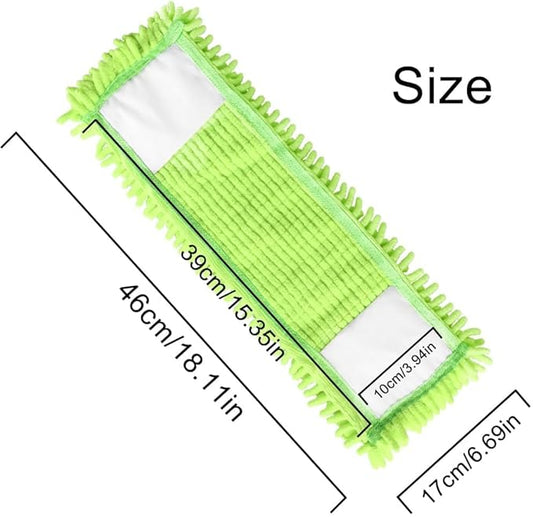 4Pcs Soft Flat Mop Refill Pads, High Absorption Cloth for Multi-Surface Floor Cleaning, 15.35-inch Board Compatible, Green