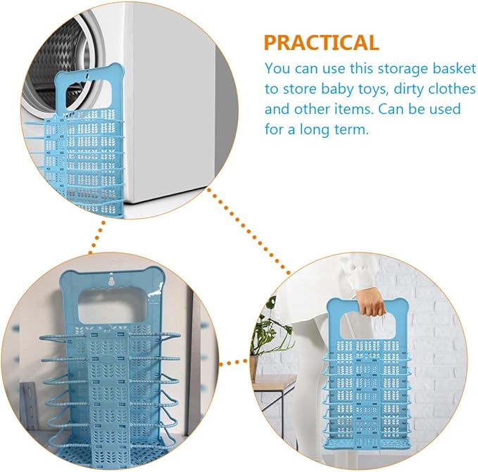Housoutil Foldable Laundry Basket Small -Mounted Clothes Hamper Collapsible Storage Basket for Bathroom Bedroom Dirty Clothes Organizer