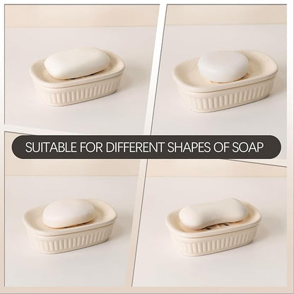 Ceramic Soap Dish, Self-draining Soap Holder, Double Layer Bar Soap Holder, Speckled Draining Soap Dishes for Bathroom Shower Kitchen, Minimalist Vintage Style, Keep Soap Dry, ANTIS'S HOME