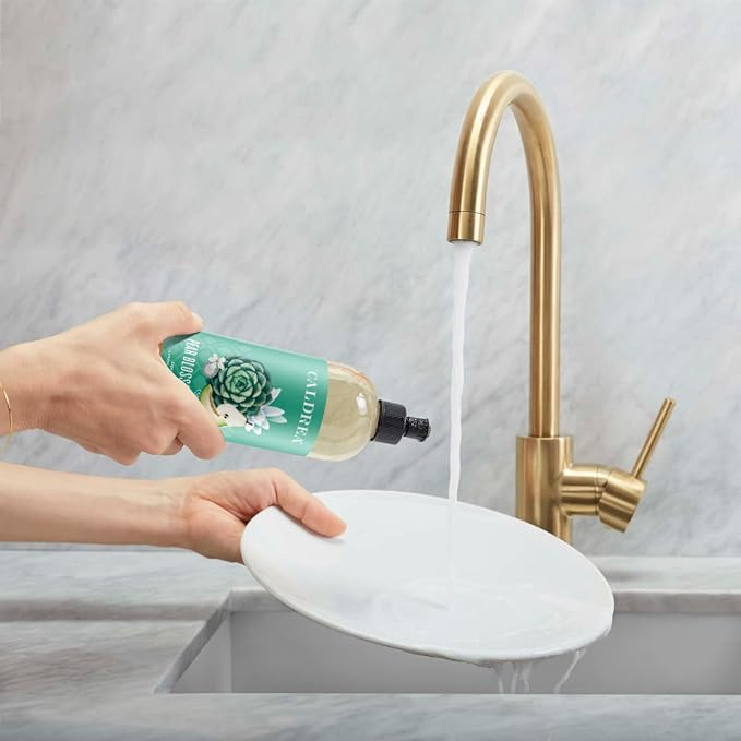 Caldrea Dish Soap, Biodegradable Dishwashing Liquid made with Soap Bark and Aloe Vera, Pear Blossom Agave Scent, 16 oz