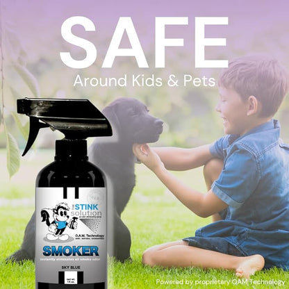 The Stink Solution Smoke Odor Eliminator Spray for Home, Car, Clothes, Hands, Hair, Walls, & More | Completely Neutralizes All Types of Smoke Odor | Best Smoke Smell Remover Sky Blue 1 Gallon