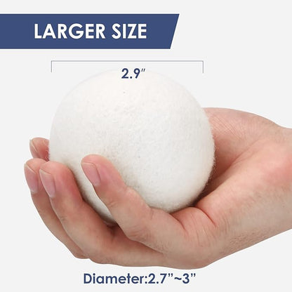 Wool Dryer Balls Organic XL,Laundry Dryer Balls,100% New Zealand Wool Natural Fabric Softener,Reusable 1000 Loads,Shorten Drying Time & Reduces Wrinkles,Baby Safe