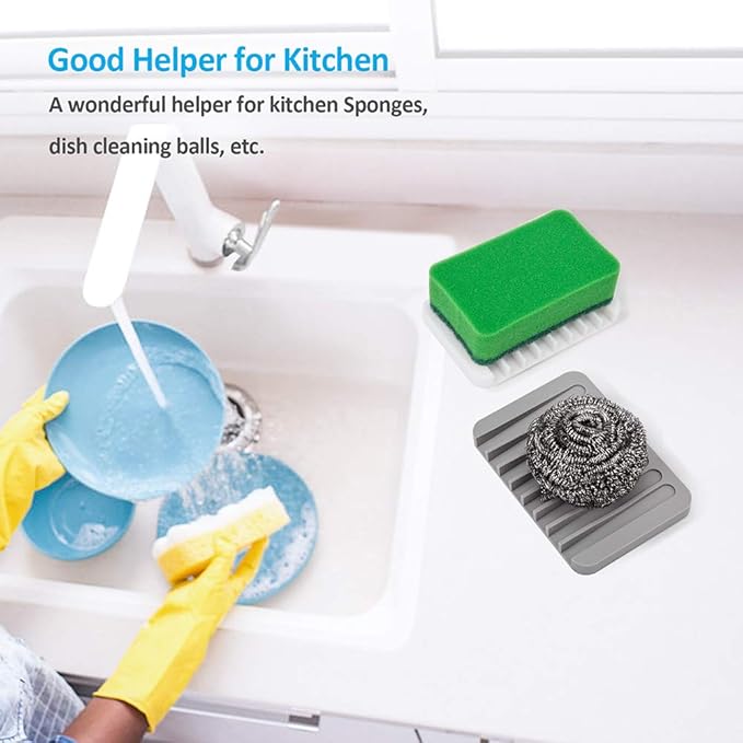 Mcyye Self Draining Soap Dishes, Premium Silicone Soap Holder & Saver for Shower, Bathroom, Kitchen, Bath Tub, Razor, Sponges, Drains Water Very Well, Can Extend Soap Life, Easy Clean