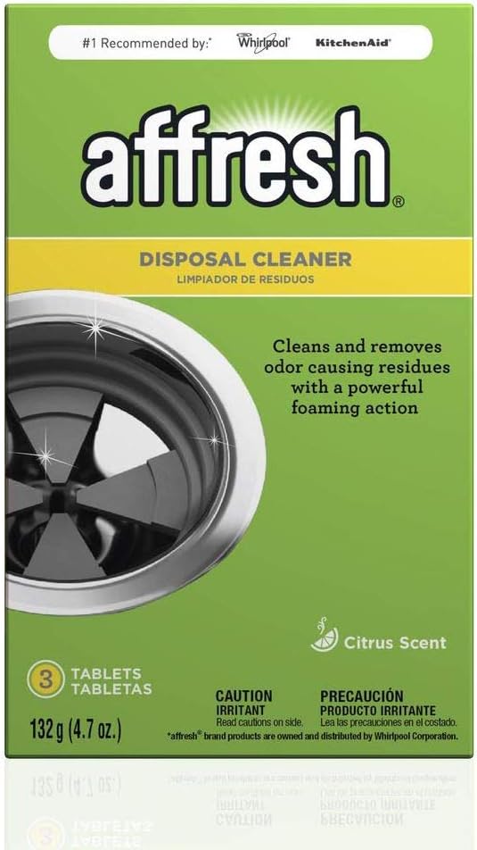 everydrop by Whirlpool Ice and Water Refrigerator Filter 4, EDR4RXD1, Single-Pack & Affresh Garbage Disposal Cleaner, Removes Odor-Causing Residues, 3 Tablets