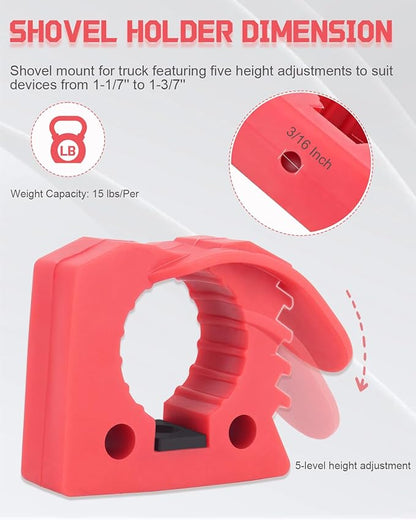 Shovel Holder, Axe Mount for Truck Roof Rack Clamp Rubber Shovel Holder Wall Mounts Offroad Shovel Mount Fits 1-1/7'' to 1-3/7'' Diameter Tool for UTV RV Pickup Truck Boat Utility Trailer 4X4 Parts