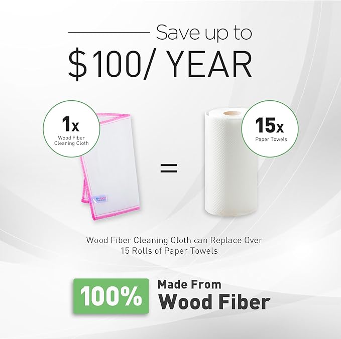 OnBrand Naturally Wood Fiber Cleaning Cloth, Microfiber Cleaning Cloths, 16 Pack Super Absorbing Dish Cloths for Washing Dishes, Reusable General Kitchen Towel