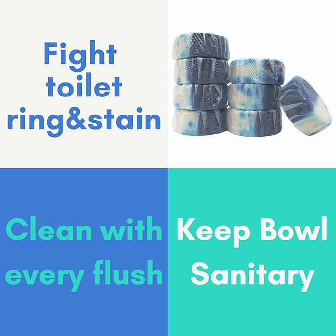 Air Jungles Automatic Toilet Bowl Cleaner Tablets (8 Count), Extra Fresh Cleaner Tabs for Toilet, Quick Bubbles Foaming and Long-lasting, Easy-to-Use, Simply Drop Tablet in Tank